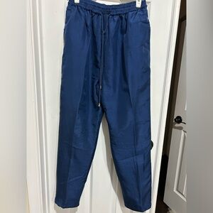 Mureli Women's Navy Drawstring 100% Silk Pants